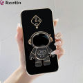 Jizetin for Vivo S1 Pro Back Cover With Astronaut Holder Luxury 6D Plating Phone Case. 