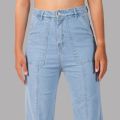 Nepster Light Blue High Rise Stretchable Fancy Straight Jeans For Women. 