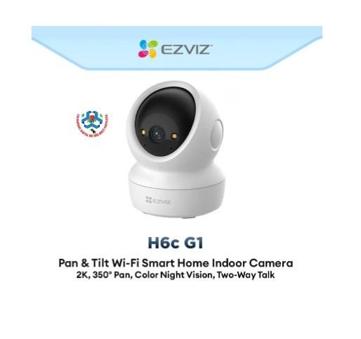 Ezviz H6C G1 2K 3MP Indoor Pan & Tilt Wired/Wireless CCTV Camera, Smart Night Vision  With SD Card Supported (SD Card Not Included)
