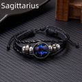 12 Constellation Zodiac Sign Charm Luminous Bracelets Men Women Vintage Multilayer Wrap Leather Bracelet & Bangle Birthday Gift. 