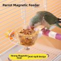New Magnetic Base Parrot Feeder Transparent Spill-proof Bird Feeding Bowl Plastic Tip-proof Pet Food Container Cage Accessories. 