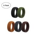 Geedyn 8.7mm Width 7-14 Size 5 Colour Wide Bark Silicone Ring Set for Man Workout Engagement Bands Promise. 