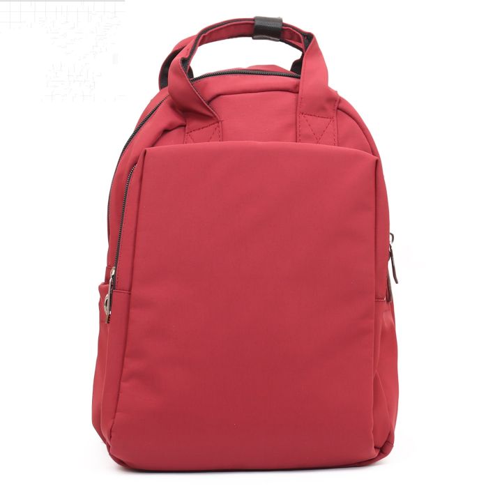Dark Pink Korean Design Canvas Backpack And Handbag For Women School College Travel Backpack by KTM