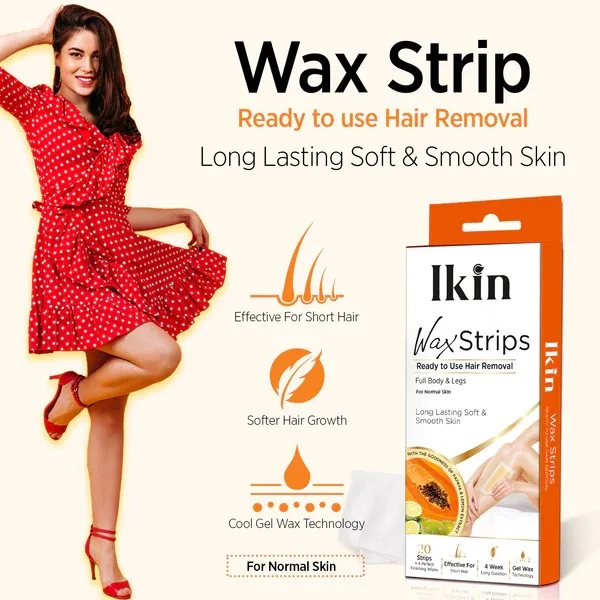 Astaberry Ikin Wax Strip With Papaya Extract For Normal Skin- 20 Strips