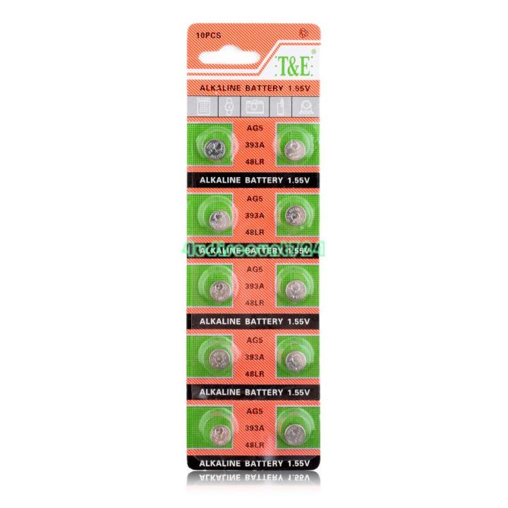 T&E Alkaline Battery 1.55V AG5,393A,48LR 10Pcs