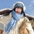 1PC New Soft Winter Cashmere Scarf Solid Color Warm Long Tassel Scarves Mohair Thickened Wrap Shawls For Women Girls. 