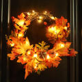 Led (Led装饰灯) Led Pumpkin Maple Leaves Wreath Pumpkin (南瓜) Halloween Thanksgiving Day Home Decoration Maple Leaves (枫叶) Wreath (花环) for Thanksgiving Dinner (感恩节晚宴). 