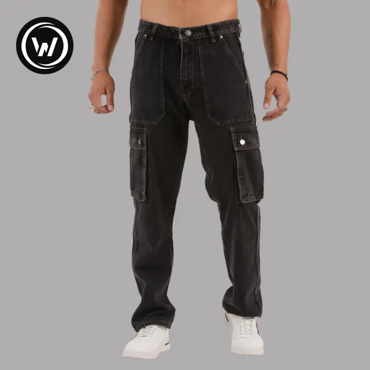 Wraon%20Black%20Grey%20Solid%20Premium%20Denim%20Cargo%20Jeans%20Pant%20For%20Men%20-%20Fashion%20%7C%20Pants%20For%20Men%20%7C%20Men's%20Wear%20%7C%20Cargo%20Pants%20%7C%20-%20Image%204