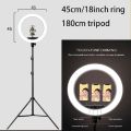 Diameter Ring Light For Professional Video Maker- With 5208 Tripod Stand, Cell Phone Holder Dimmable 3 Light Modes For Live Stream, Makeup, Facebook, Youtube, Instagram,Tiktok, Twitter. 