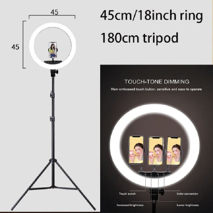 Diameter Ring Light For Professional Video Maker- With 5208 Tripod Stand, Cell Phone Holder Dimmable 3 Light Modes For Live Stream, Makeup, Facebook, Youtube, Instagram,Tiktok, Twitter