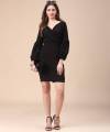 one piece for Women girls Bodycon Black color V-Neck Cotton Blend western wear dress for all occasion Casual party wear. 