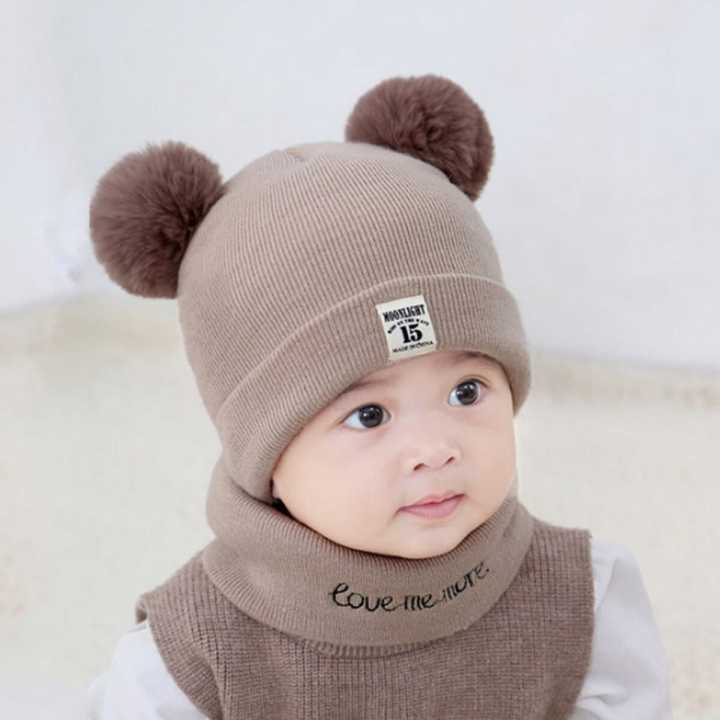 Baby Boys Girls Winter Soft Warm Beanie Hats Cap Topi Muffler
