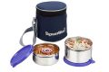 Signoraware Executive Stainless Steel Lunch Box Set 2 with bag | Stainless-Steel Leak-Proof Containers | Full Meal Boxes (Container Size 350mlx1 | 500mlx1 | Violet) code-3503. 