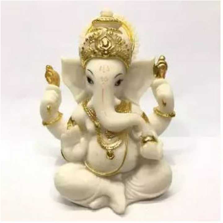 Lord Ganesh Bhagwan White Marble Showpiece / God Figure / Statue / Gift Item