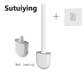 Sutuiying Bathroom Black Toilet Brush Soft TPR Silicone Brush Head No Dead Corners Home Floor-standing Cleaning Brushes WC Accessories. 