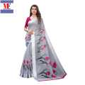 Mysa Fashions Grey All Over Italian Florals Saree for Women. 