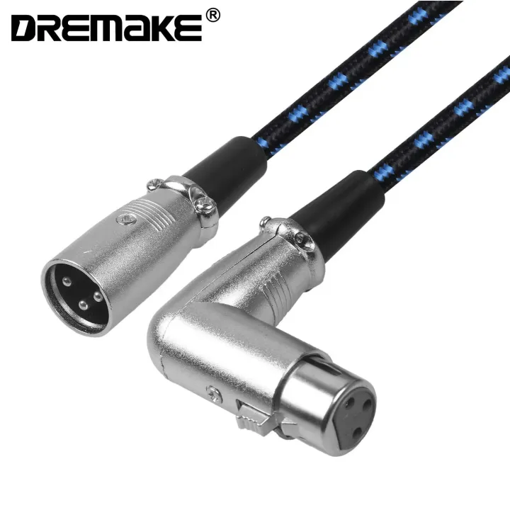 Mic Patch DREMAKE Right Angled XLR Female to Male 3 Pin Mic Patch Cord for ...