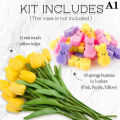 Easter Tulips Peeps Bunnies Vase Filler Set, Easter Decorations, Spring Decor Home Indoor Decoration Centerpieces For Tables, NO VASE. 