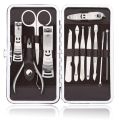 12 In 1 Professional Manicure Pedicure Kit With Designer Leather Case (Stainless Steel, Silver). 