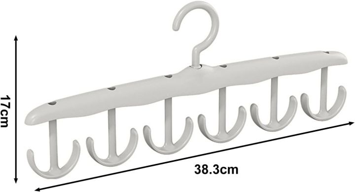 Multi-Hook Sling Scarf Hanger Strong Load-Bearing 360-Degree Rotating Wardrobe Underwear Sling Storage Rack Grey