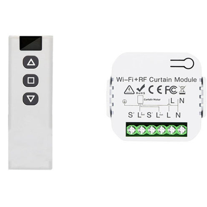 FORIDE Tuya Smart Life WiFi 433Mhz Blind Curtain Switch with RF Remote for Electric Roller Shutter Control, 1RC 1RE
