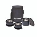 Signoraware Microwave Safe Lunch Box (3 Stainless Steel Containers + Insulated Bag) (500ml+350ml+350ml) , Set Of 3  Office Series. 