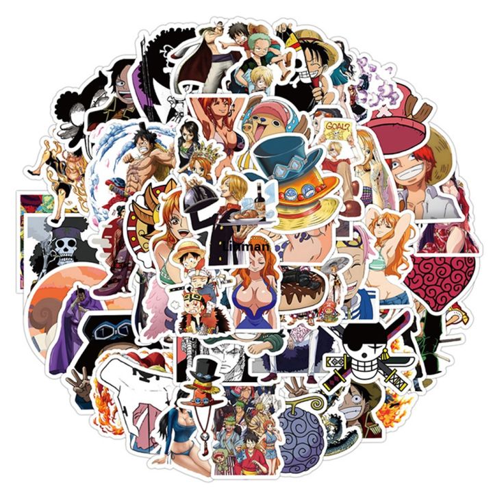 Linman 10/30/60PCS One Piece Anime Stickers Cool Cartoon Graffiti ...