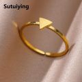 Sutuiying Stainless Steel Rings for Women Jewelry Accessories Simple Vintage Decoration Moon Sun Star Heart Flame Cross Adjustable Ring. 