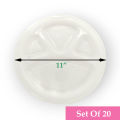 Durable Disposable Plastic Plates With Four Compartments – Khande Thali For Parties, Picnics, And Gatherings, Set Of 20. 