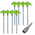 NAMUNY 8Pcs Screw in Tent Stakes with Hex Socket Heavy Duty Spiral Screw Tent Stakes Pegs Screw for Outdoor Camping Orange. 