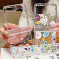 Zhitian Luxury Floral Transparent Folding Phone Case For Samsung Galaxy Z Flip 6 5 4 3 Hard Back Cover For Samsung Galaxy Z Flip6 Flip5 Flip4. 