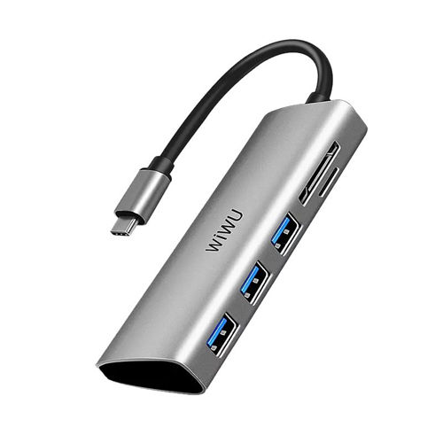 WiWU 5 in 1 Type-C Hub - Alpha 532ST | USB3.0 * 3 + Micro SD + TF Card Reader | 100% Genuine