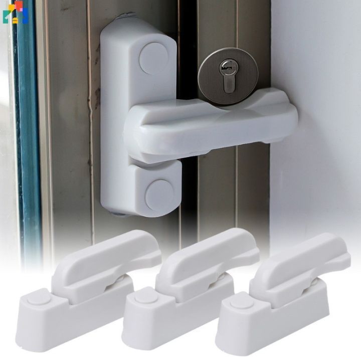 White Plastic T Shape Window Door Lock Safety Lever Handle Latch Child Security Hardware Accessories