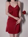 Pebbles Nepal Pajamas Sexy Backless Nightdress Solid Lace Sheer Nightgown. 