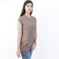 Chestnut Brown Solid Mix Cashmere Half Sweater For Women. 