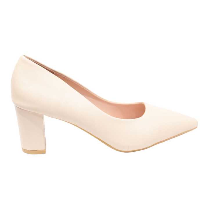 Cream%20Block%20Heel%20Closed%20Shoes%20For%20Women%20-%20Image%204
