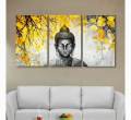 3 Piece Panel Buddha Wall hang Canvas Art On Vinyl Forex Print With Wooden Frame By Shreeniti. 