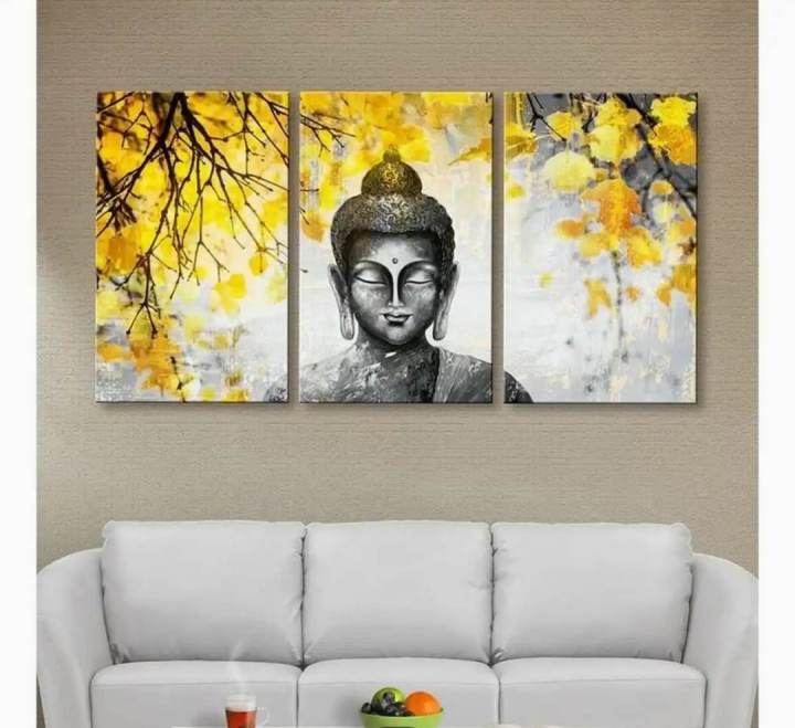 3%20Piece%20Panel%20Buddha%20Wall%20hang%20Canvas%20Art%20On%20Vinyl%20Forex%20Print%20With%20Wooden%20Frame%20By%20Shreeniti%20-%20Image%203