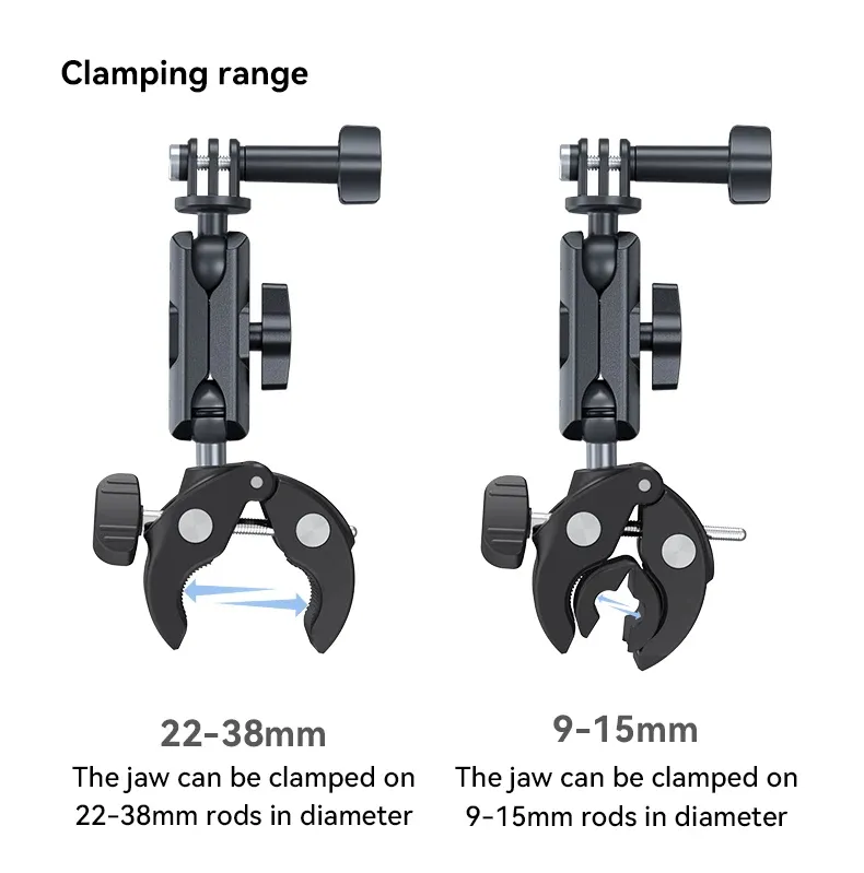 TELESIN Motorcycle Bicycle Rail Mount Clamp With 360 Degree Ball
