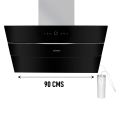 FABER BOLT FL SW SC BK 90cm 1500m3/hr Ductless Auto Clean Wall Mounted Chimney with Touch Control Panel (Black). 