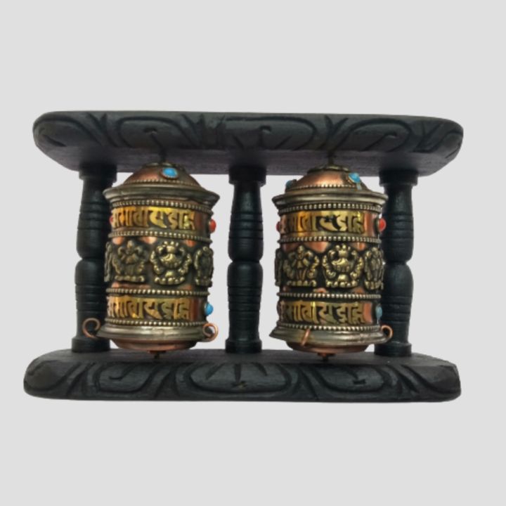 Two%20Wheel%20Prayer%20Wheel%20Or%20Mane%20With%20Wooden%20Frame%20Wall%20Hanging%20Or%20Table%20Decor%20(%205%20x%208)%20"%20-%20Image%203