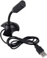 Mini Usb Microphone Stand Mic With Holder For Pc Laptop- Black. 