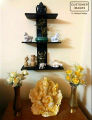 Wooden 3 Tier Wall Mount Triple Shelf in Black. 