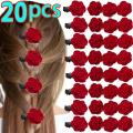 Wenefang Fashion 2/20pcs Small Red Velvet Rose Hair Clips For Women Korean Flower Hairpins Girls Elegant Hair Clip Pin Barrettes Hair Accessories. 