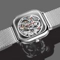 CIGA Design Full Hollow Analog Silver Dial Men's Watch. 