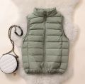 Chic Sleeveless Down Jacket for Women - Casual Zip-Up Winter Coat in Pastel Colors. 