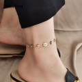 Wenefang 18k Gold Plated Stainless Steel Daisy Flower Chain Ankle Bracelet New style Anklet Beach Barefoot Sandal Foot Jewelry for Women Girl. 