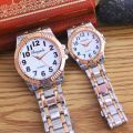 Simple Casual Clear Large Numbers Steel Band Watch for Middle-aged and Elderly Fashionable Men and Women Quartz Electronic Couple Wristwatch. 