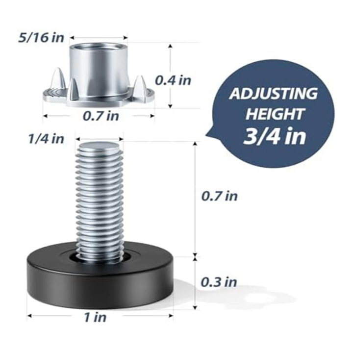 12%20PCS%20Furniture%20Leveling%20Feet%20with%20T-Nuts,%201/4In-20%20UNC%20Thread%20Adjustable%20Levelers,%20Metal%20Leg%20Levelers%20Table%20Feet%20Screw%20on%20for%20Deak%20-%20Image%203