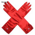 Wenefang 1Pair Girl Etiquette Performance Glove Satin Pearl Flower Lace Bow Short Children Princess Wedding Dress Dance Mitten. 